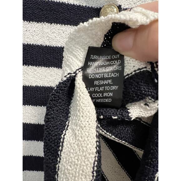 The Workshop Black White Striped Button Up Cardigan - Large - Picture 4 of 8